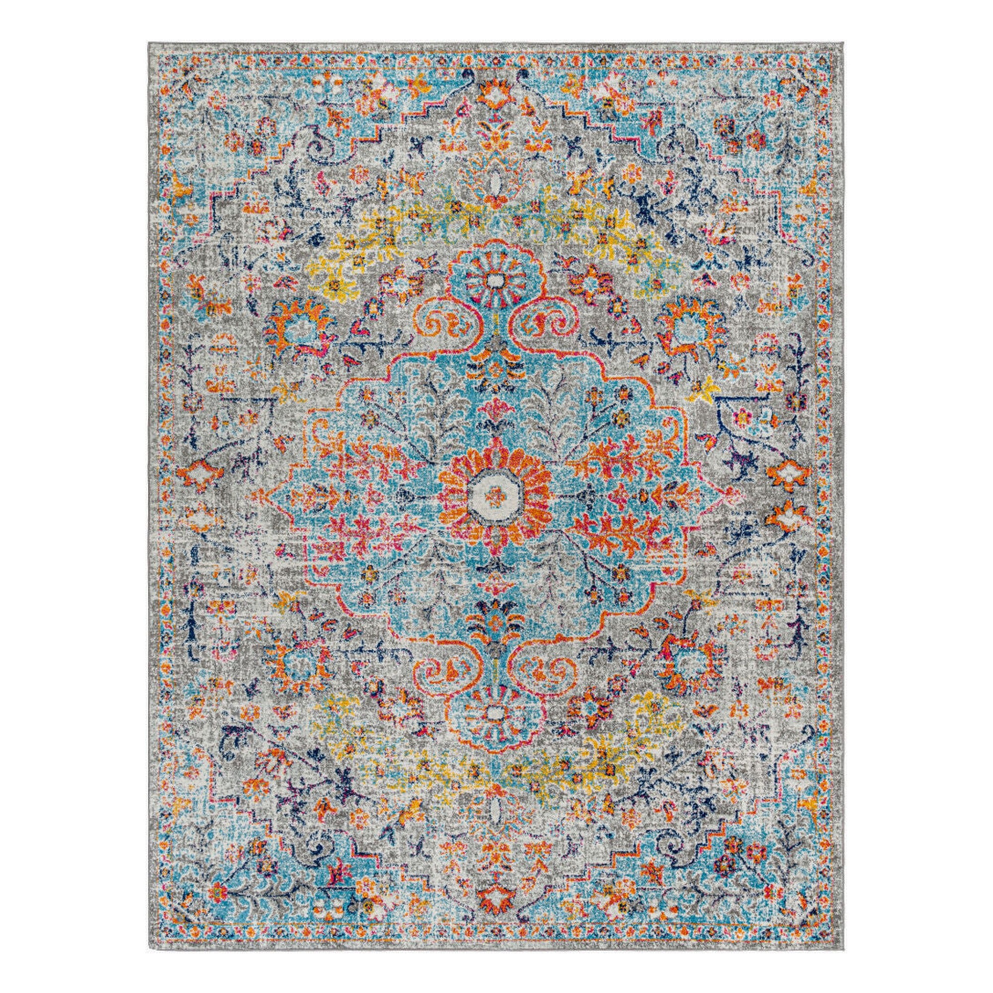 Harput Burgandy/Teal Machine Woven Rug HAP-1063 - 2' x 2'11"