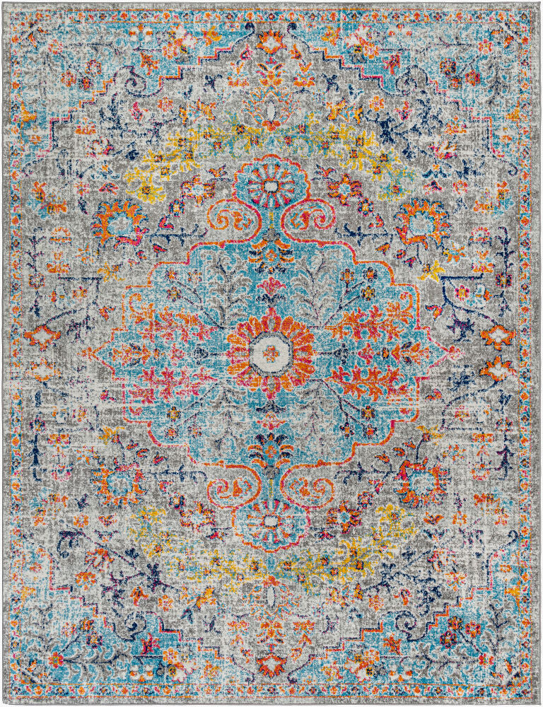 Harput Burgandy/Teal Machine Woven Rug HAP-1063 - 2' x 2'11"