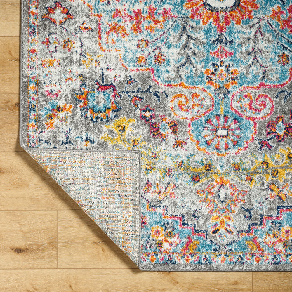 Harput Burgandy/Teal Machine Woven Rug HAP-1063 - fold