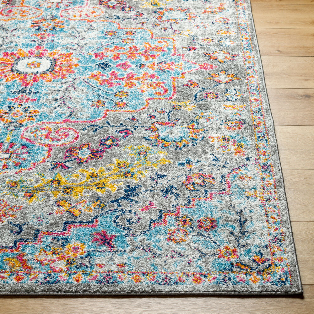 Harput Burgandy/Teal Machine Woven Rug HAP-1063 - front