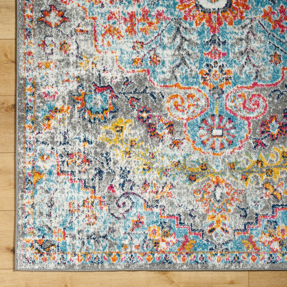 Harput Burgandy/Teal Machine Woven Rug HAP-1063 - overhead