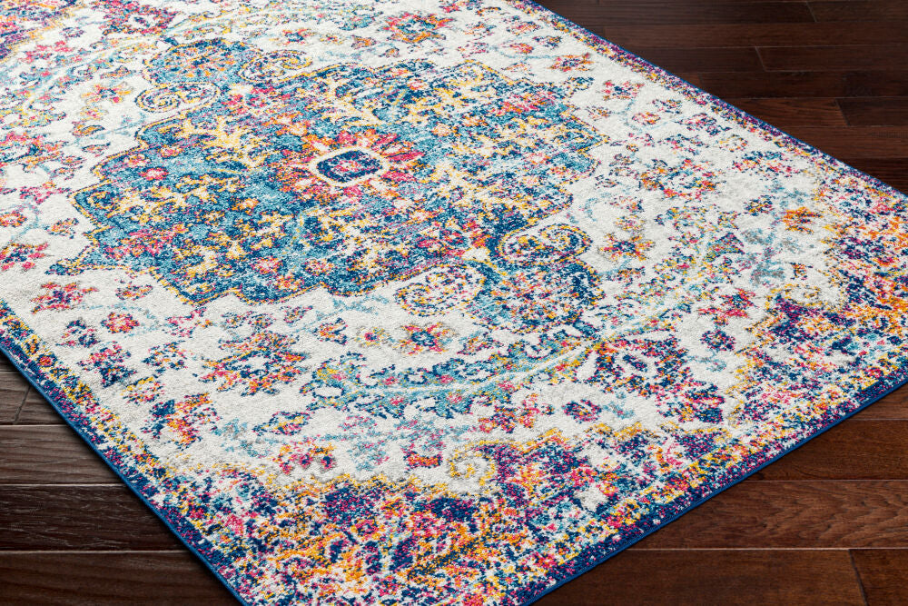 Harput Burgandy/Teal Machine Woven Rug HAP-1064 - corner