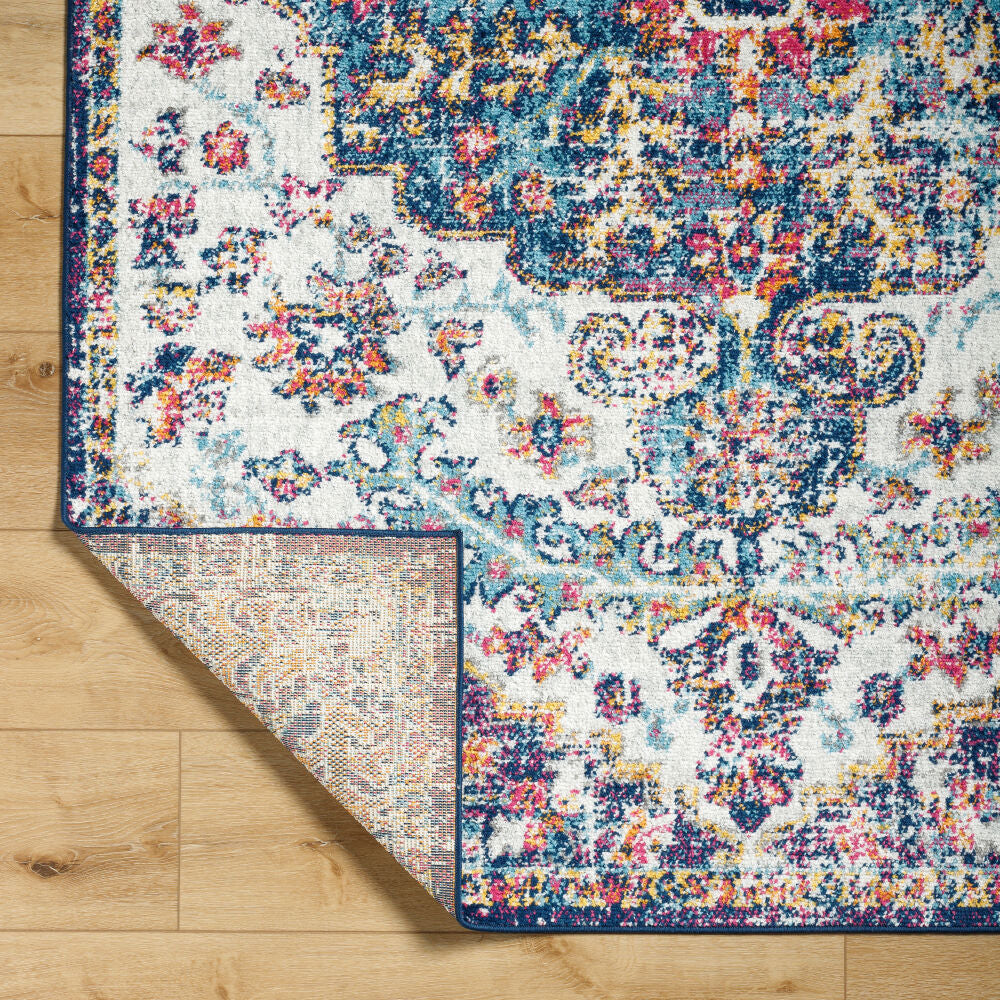 Harput Burgandy/Teal Machine Woven Rug HAP-1064 - fold