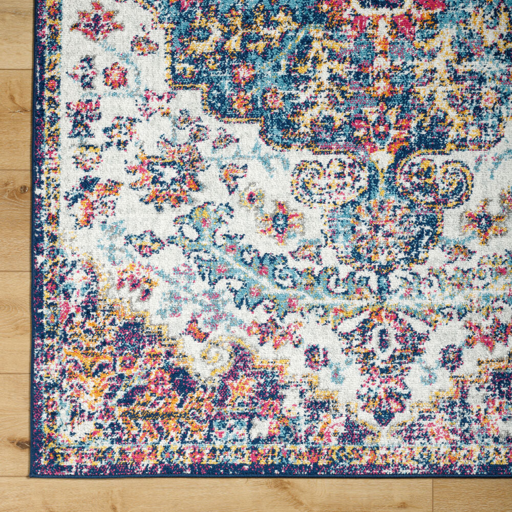 Harput Burgandy/Teal Machine Woven Rug HAP-1064 - overhead