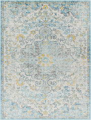 Harput Charcoal/Teal Machine Woven Rug - 2' x 2'11"