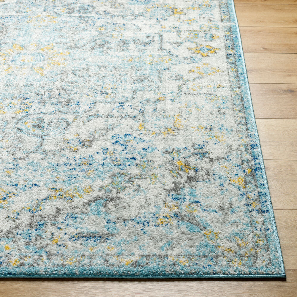 Harput Charcoal/Teal Machine Woven Rug - front