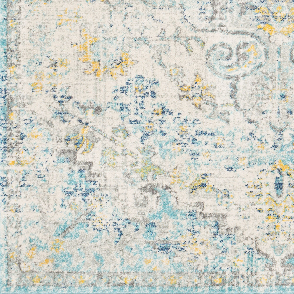 Harput Charcoal/Teal Machine Woven Rug - swatch