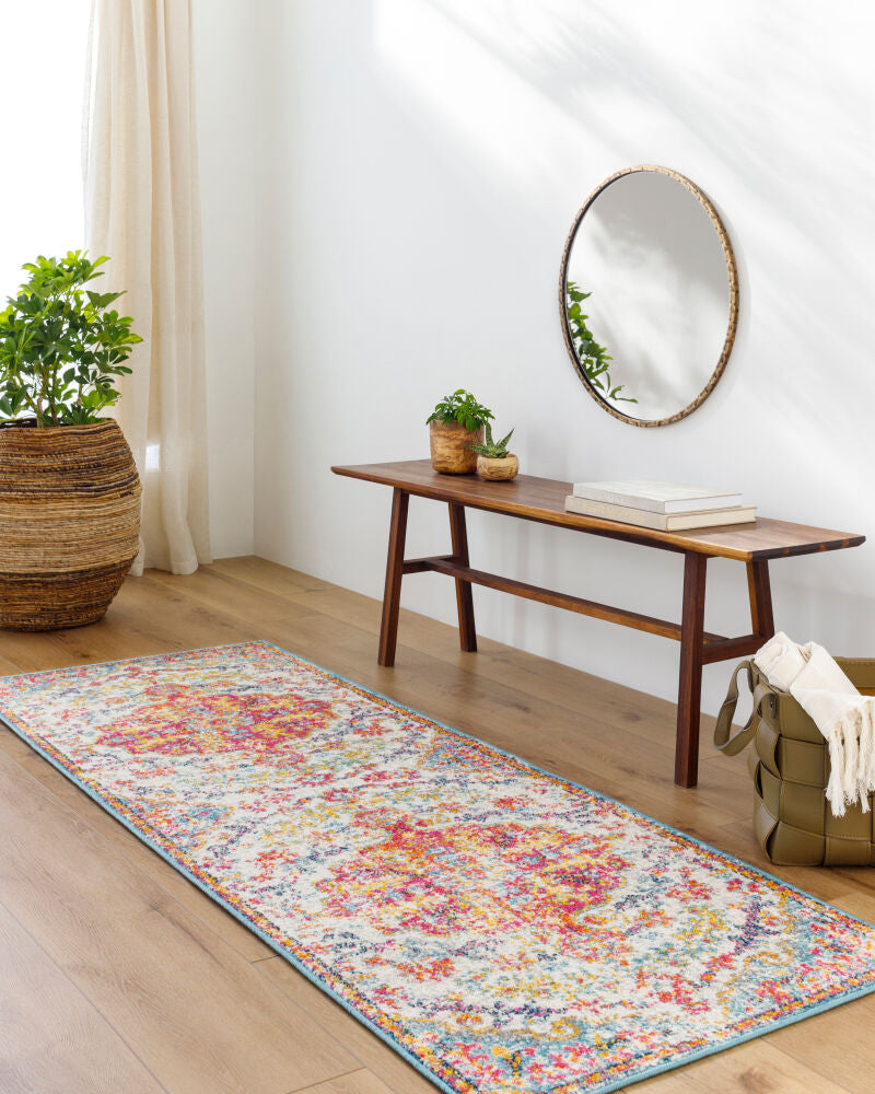 Harput Burgandy/Teal Machine Woven Rug HAP-1067 - roomscene