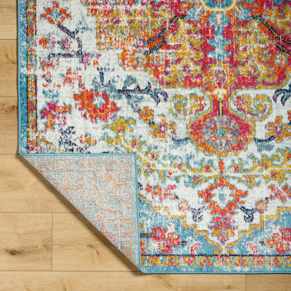 Harput Burgandy/Teal Machine Woven Rug HAP-1067 - fold