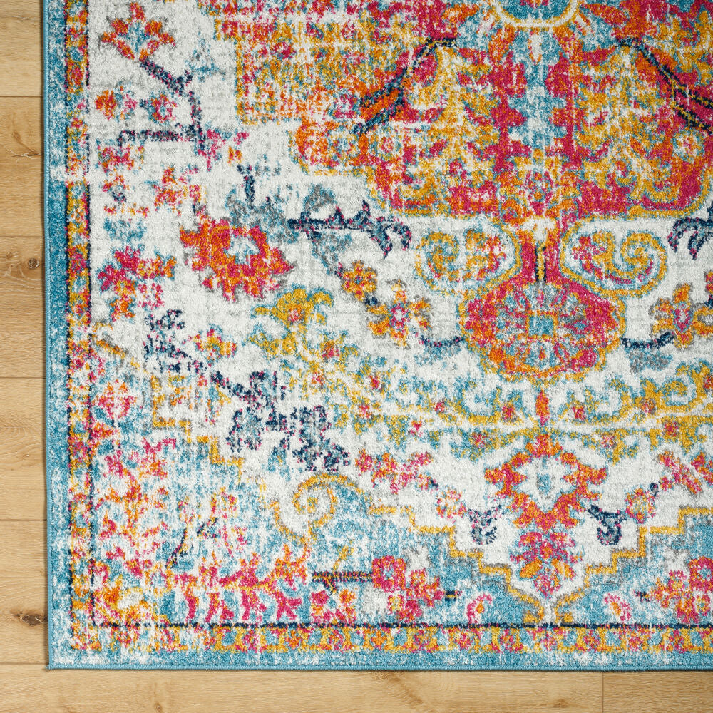 Harput Burgandy/Teal Machine Woven Rug HAP-1067 - overhead