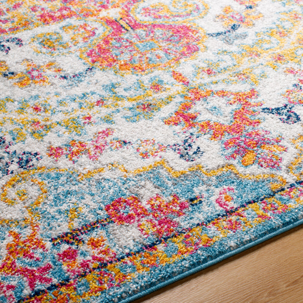 Harput Burgandy/Teal Machine Woven Rug HAP-1067 - texture