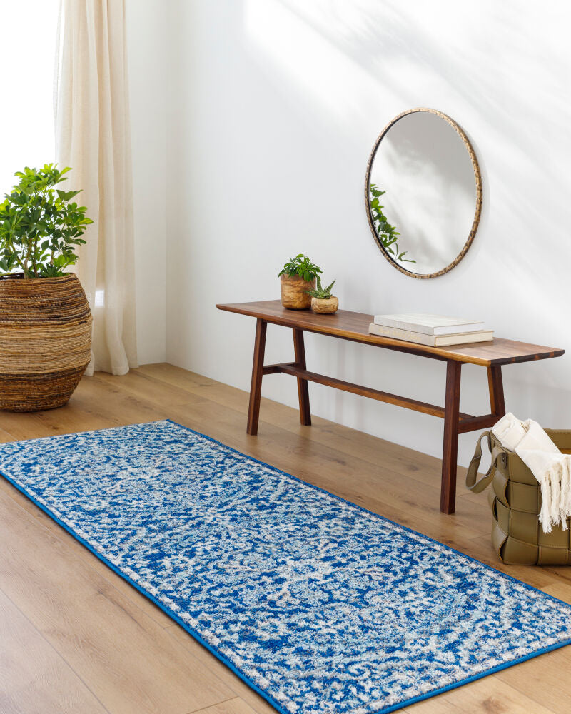 Harput Light Beige/Teal Machine Woven Rug - roomscene