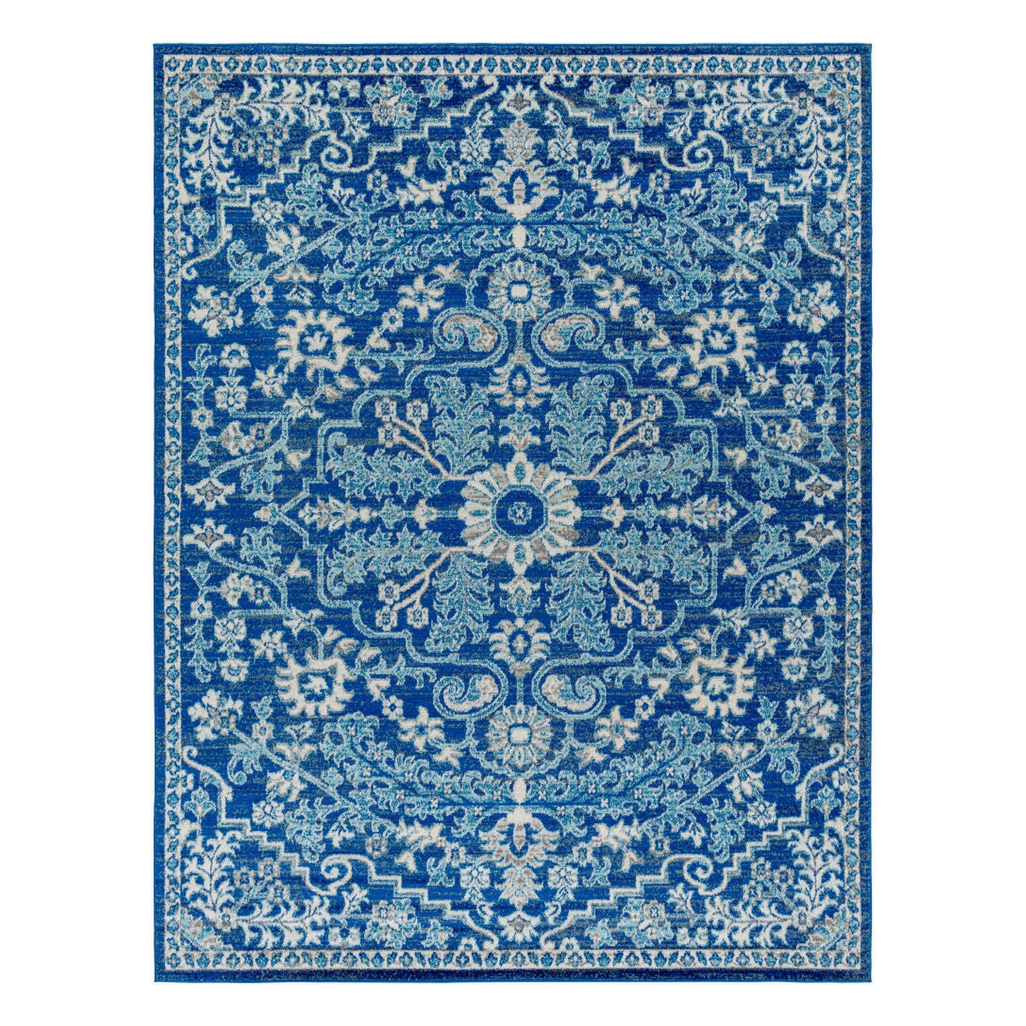 Harput Light Beige/Teal Machine Woven Rug - 2' x 2'11"