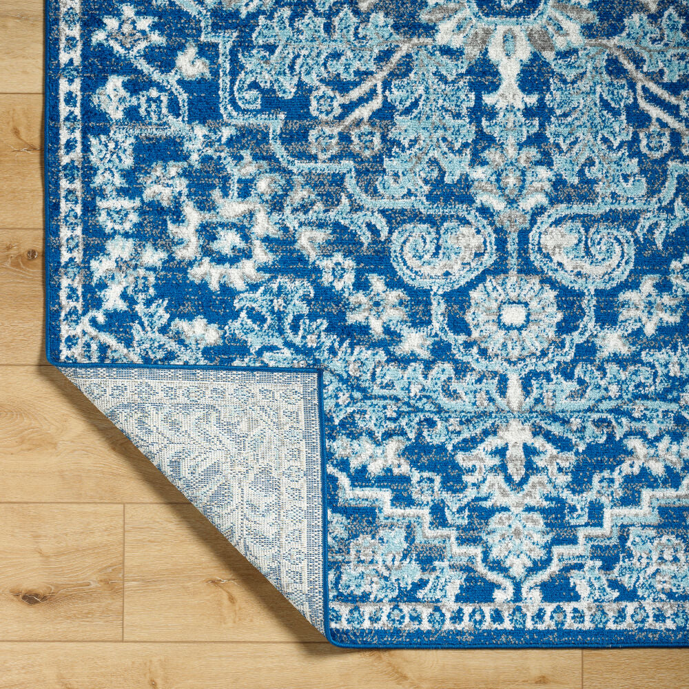 Harput Light Beige/Teal Machine Woven Rug - fold