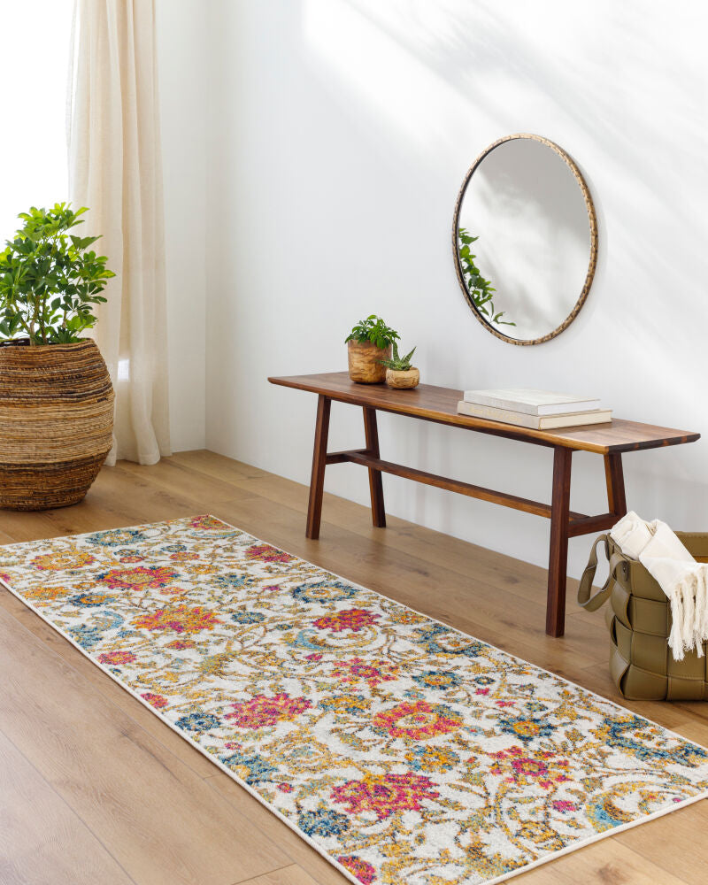 Harput Black/Teal Machine Woven Rug - roomscene