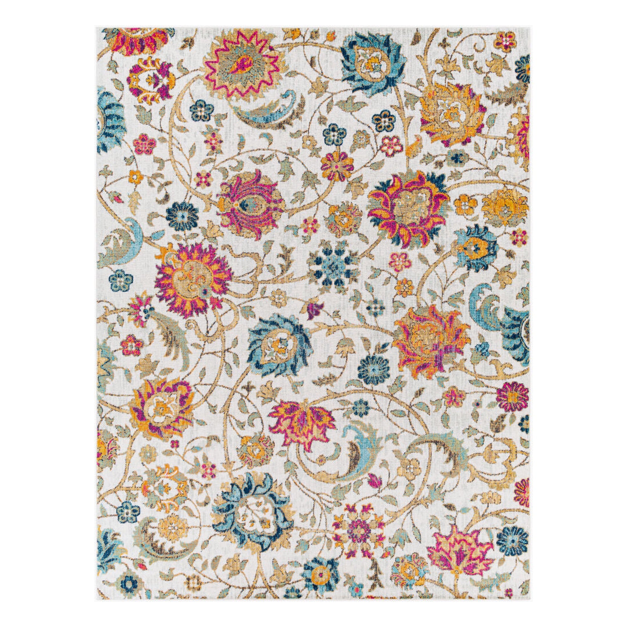 Harput Black/Teal Machine Woven Rug - 2' x 2'11"