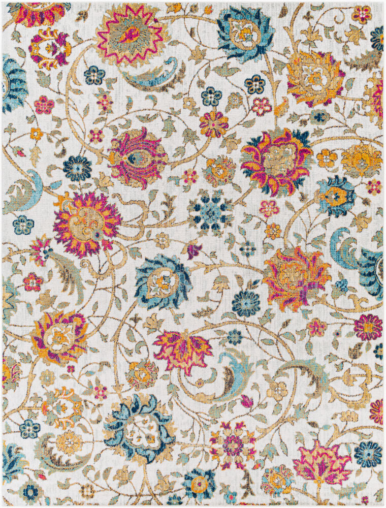 Harput Black/Teal Machine Woven Rug - 2' x 2'11"