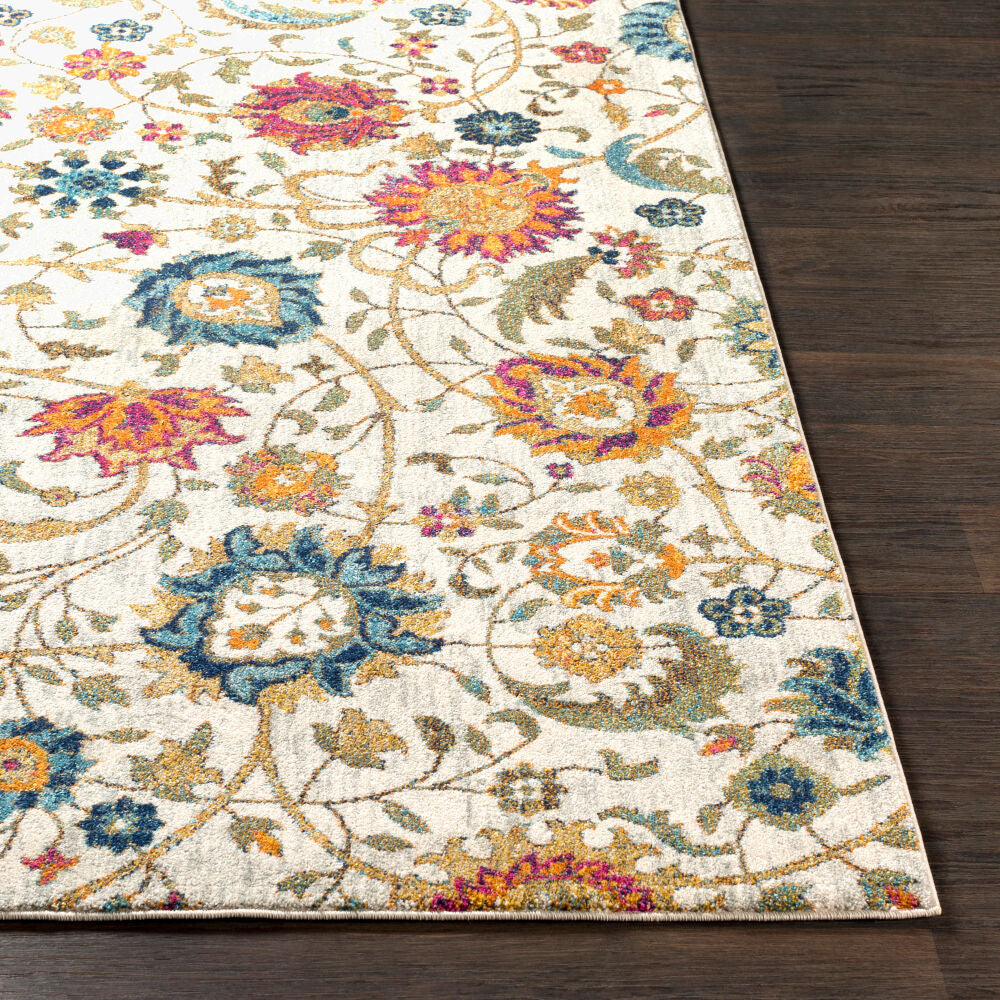 Harput Black/Teal Machine Woven Rug - front