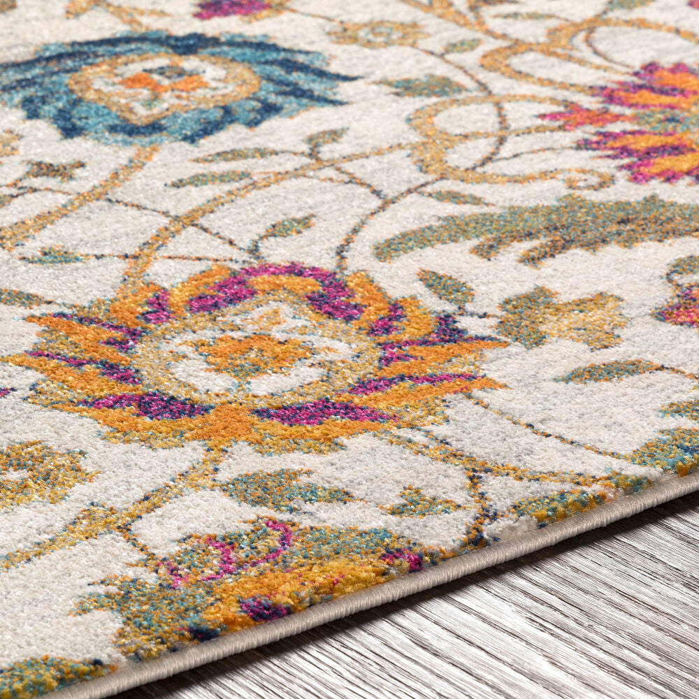 Harput Black/Teal Machine Woven Rug - texture
