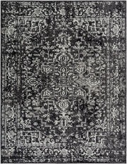 Harput Black/Light Slate Machine Woven Rug - 2' x 2'11"