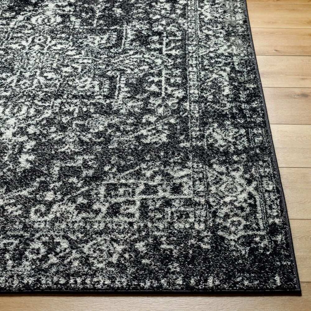 Harput Black/Light Slate Machine Woven Rug - front