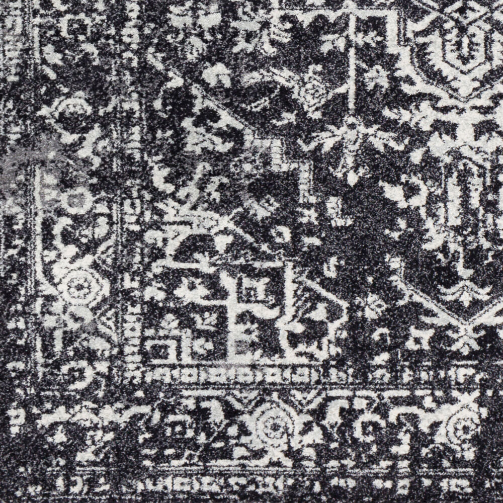 Harput Black/Light Slate Machine Woven Rug - swatch