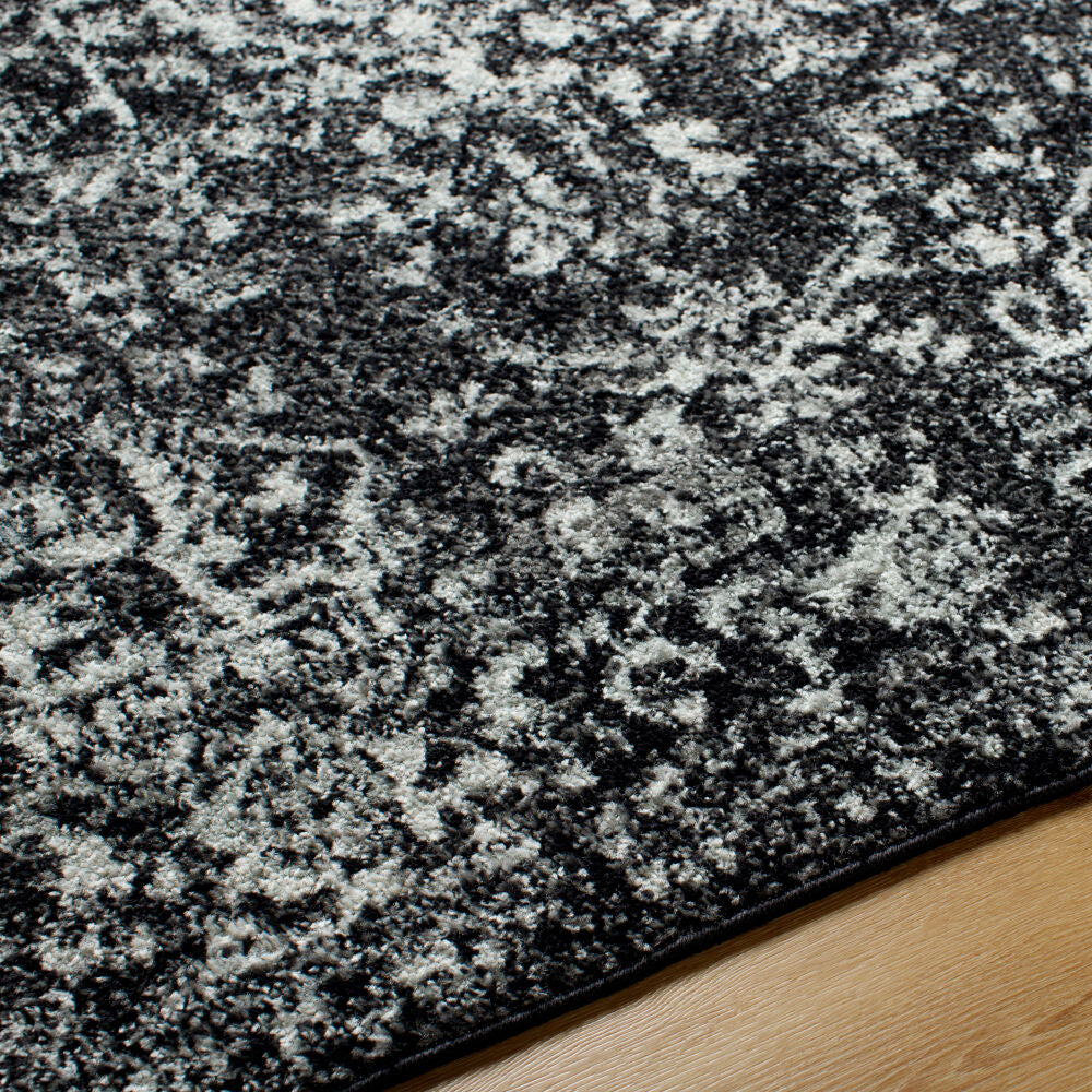 Harput Black/Light Slate Machine Woven Rug - texture