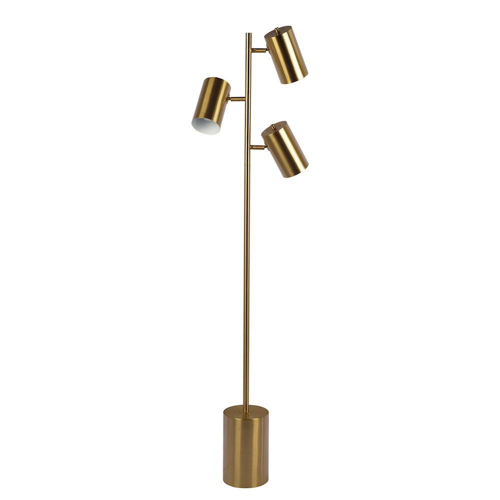 Harmony Brassed Gold Floor Lamp | 3-Light Adjustable Tree Lamp with Weighted Base