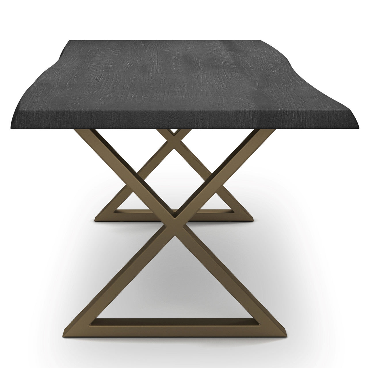 Brooks - Dining Table - X Base - 40" x 92" - Ebonized Top - Brass Base