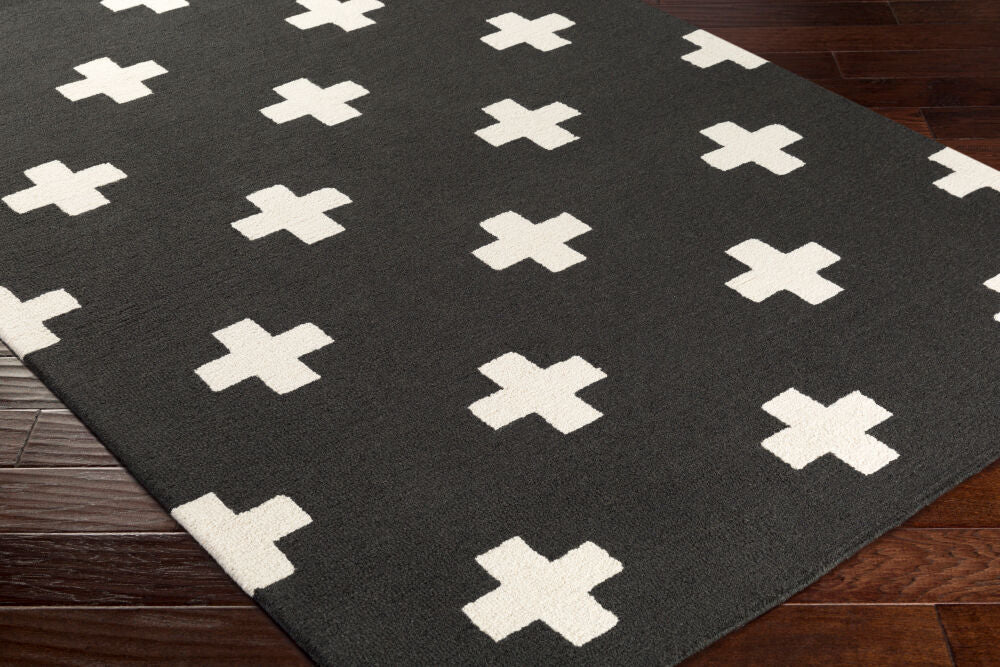 Hilda Black/White Handmade Rug - corner