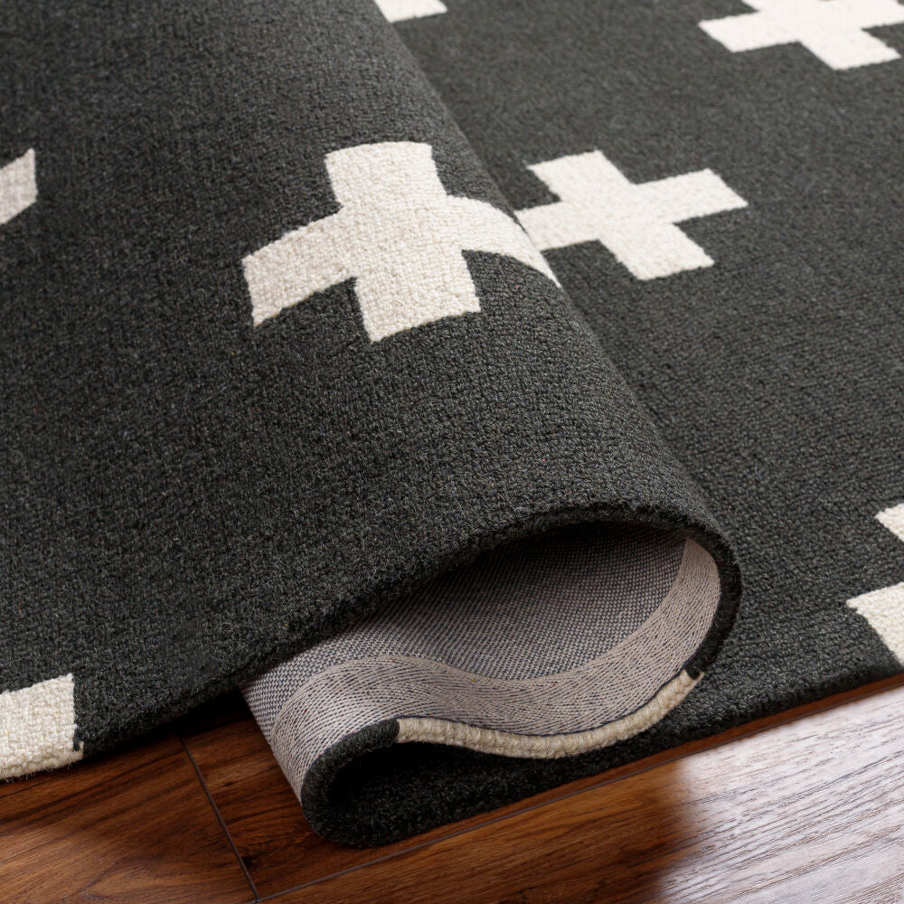 Hilda Black/White Handmade Rug - fold