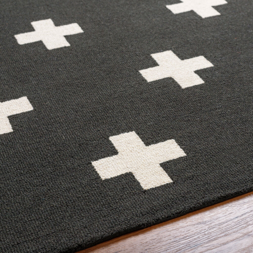 Hilda Black/White Handmade Rug - texture