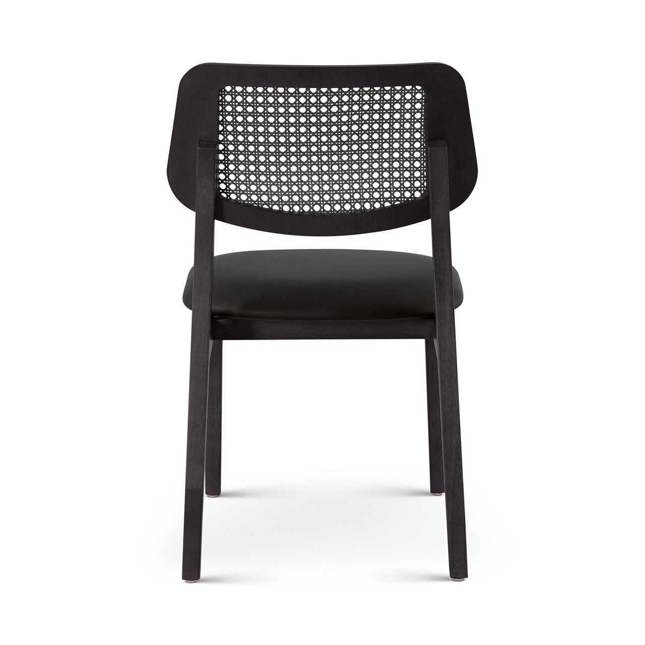Modern Brazilian - Beth - Cane Side Chair - Shimmy Black Vinyl Seat - Ebano Frame - Ebano Cane Webbing