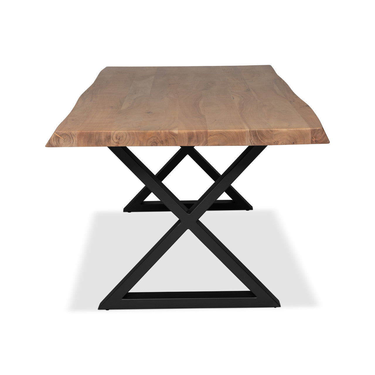 Brooks - Dining Table - X Base - 40" x 79" - Teak Top - Black Base