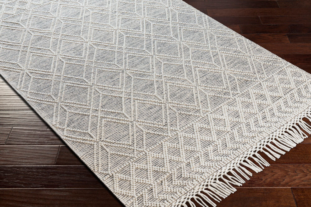 Hemingway Black/Cream Handmade Rug - corner