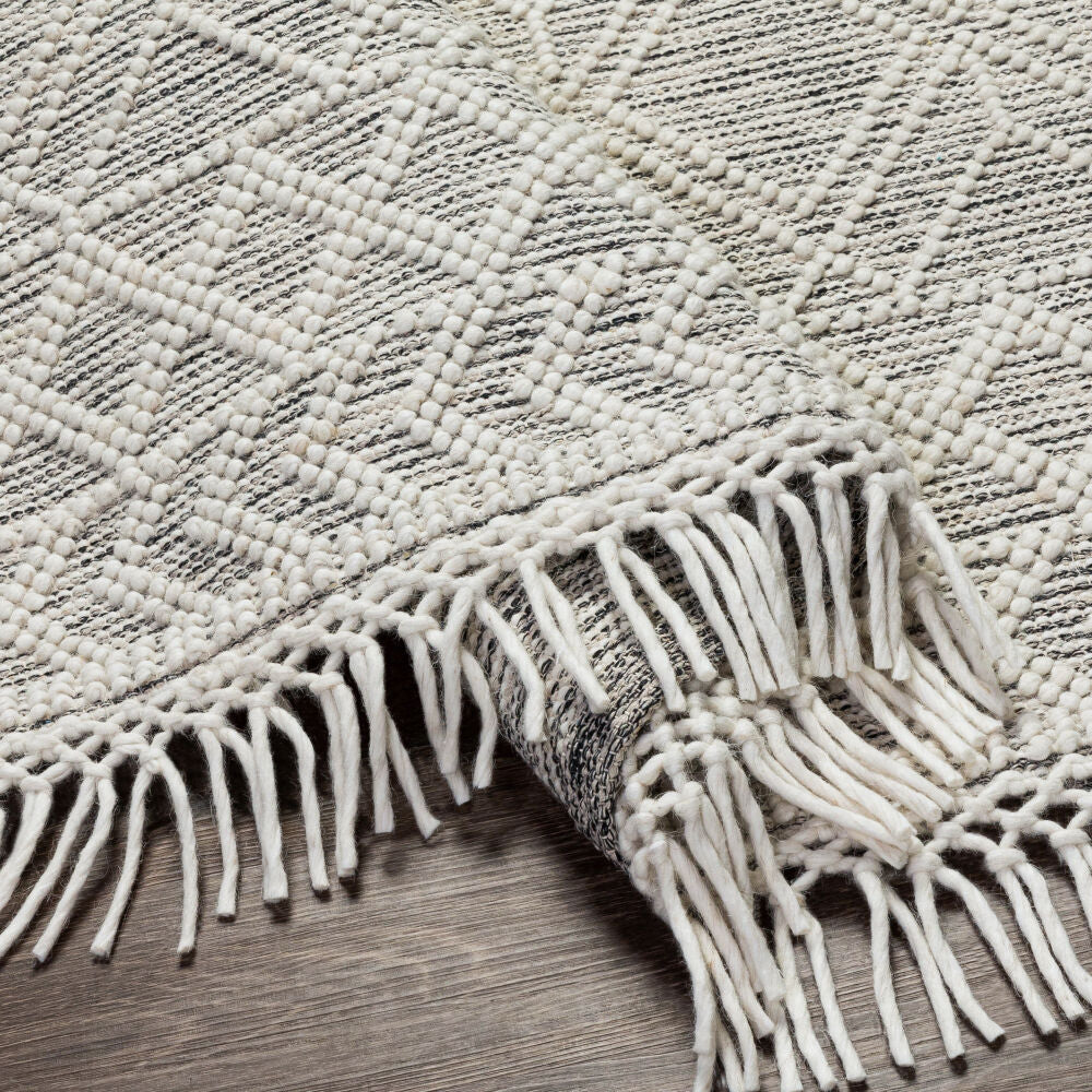 Hemingway Black/Cream Handmade Rug - fold