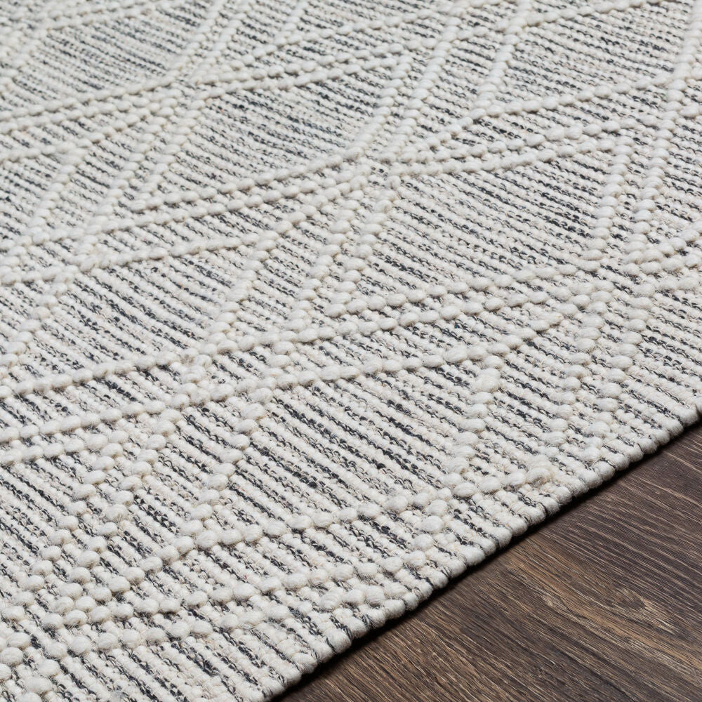 Hemingway Black/Cream Handmade Rug - texture