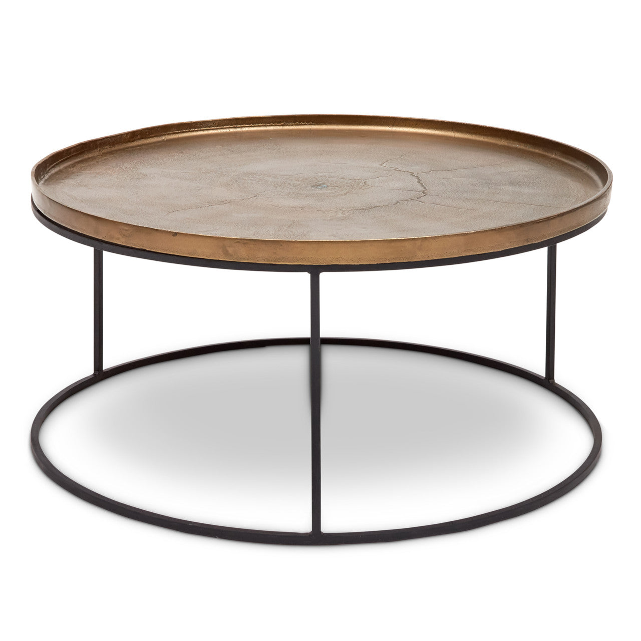 Elements - Sana Coffee Table - Antique Brass Top - Black Frame