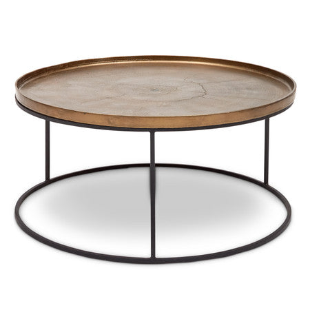 Elements Sana Coffee Table Antique Brass Top - Black Frame