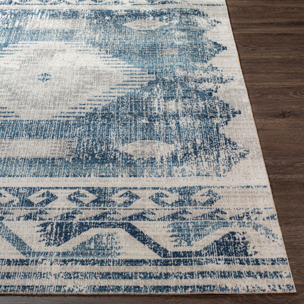 Huntington Beach Cream/Navy Machine Woven Rug - front