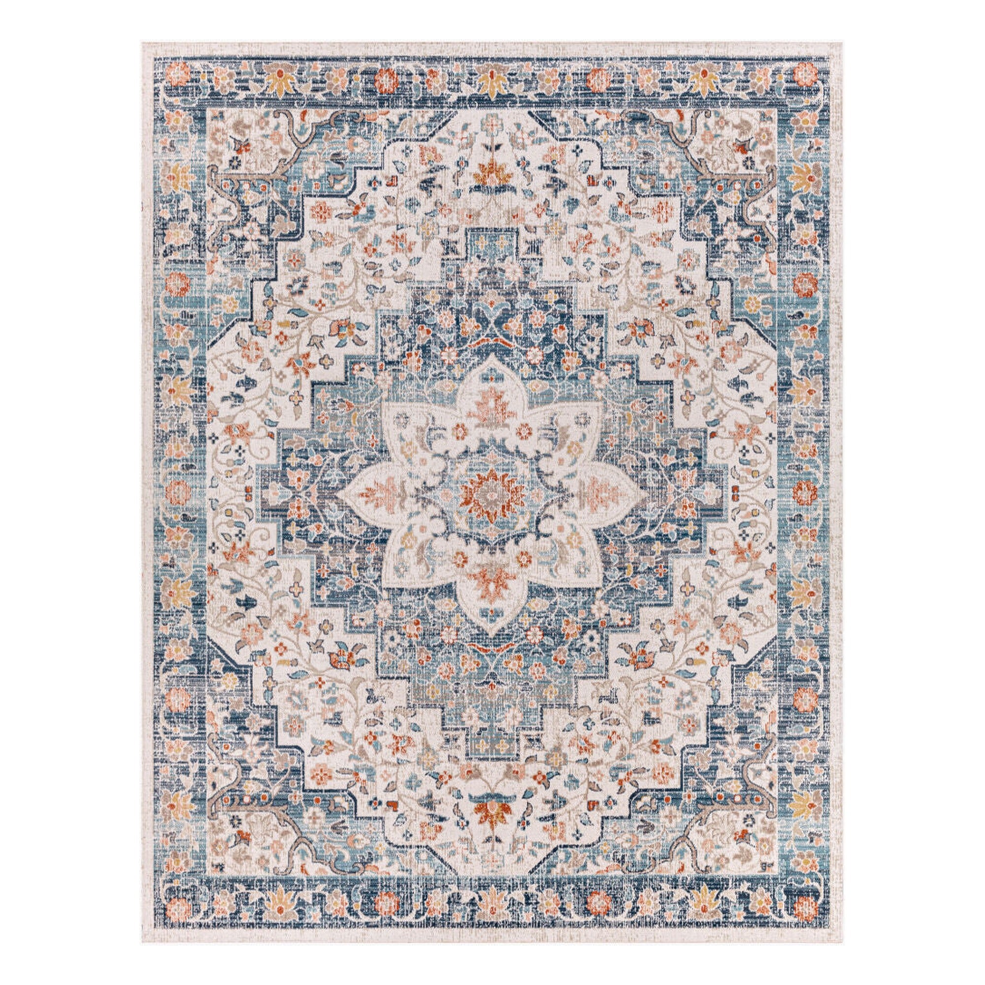 Huntington Beach Cream/Tan Machine Woven Rug HTB-2322 - 5'3" x 7'
