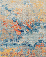 Huntington Beach Aqua/Saffron Machine Woven Rug - 5'3" x 7'