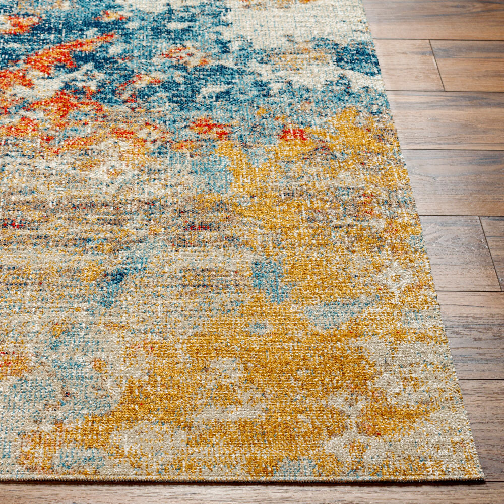 Huntington Beach Aqua/Saffron Machine Woven Rug - front
