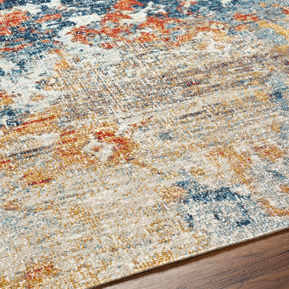 Huntington Beach Aqua/Saffron Machine Woven Rug - texture