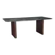Abstract 76" Dining Table in Green Marble and Dark Mango Base - image 1