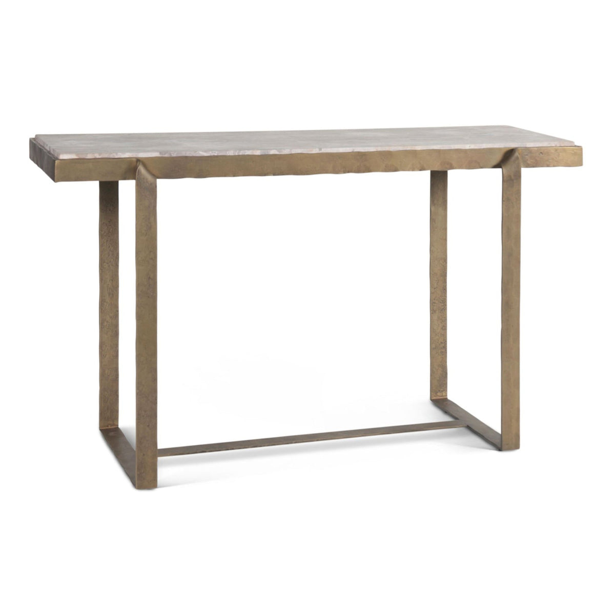 Argos 52" Console Table with Capri Beige Marble Top and Antique Brass Base - image 1