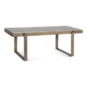 Argos 49" Large Coffee Table with Beige Marble Top and Antique Brass Base - image 1
