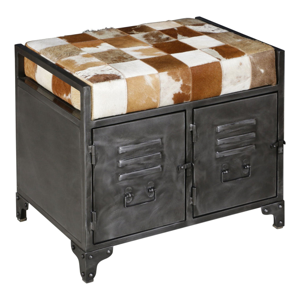 Austin 23" Small Brown Hair on Hide Reclaimed Locker Bench - image 1