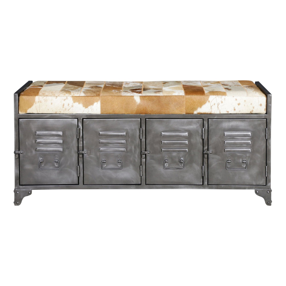 Austin 47" Large Brown Hair on Hide Reclaimed Locker Bench - image 1