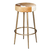 Austin 15" Backless Bar Stool in Brown Hair on Hide with Antique Gold Legs - image 1